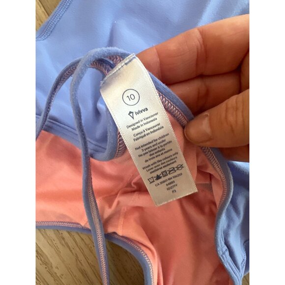 Lululemon Ivivva Girls Athletic Tank Top Size 10 Blue & Pink Stretch Fabric Li - Picture 3 of 3